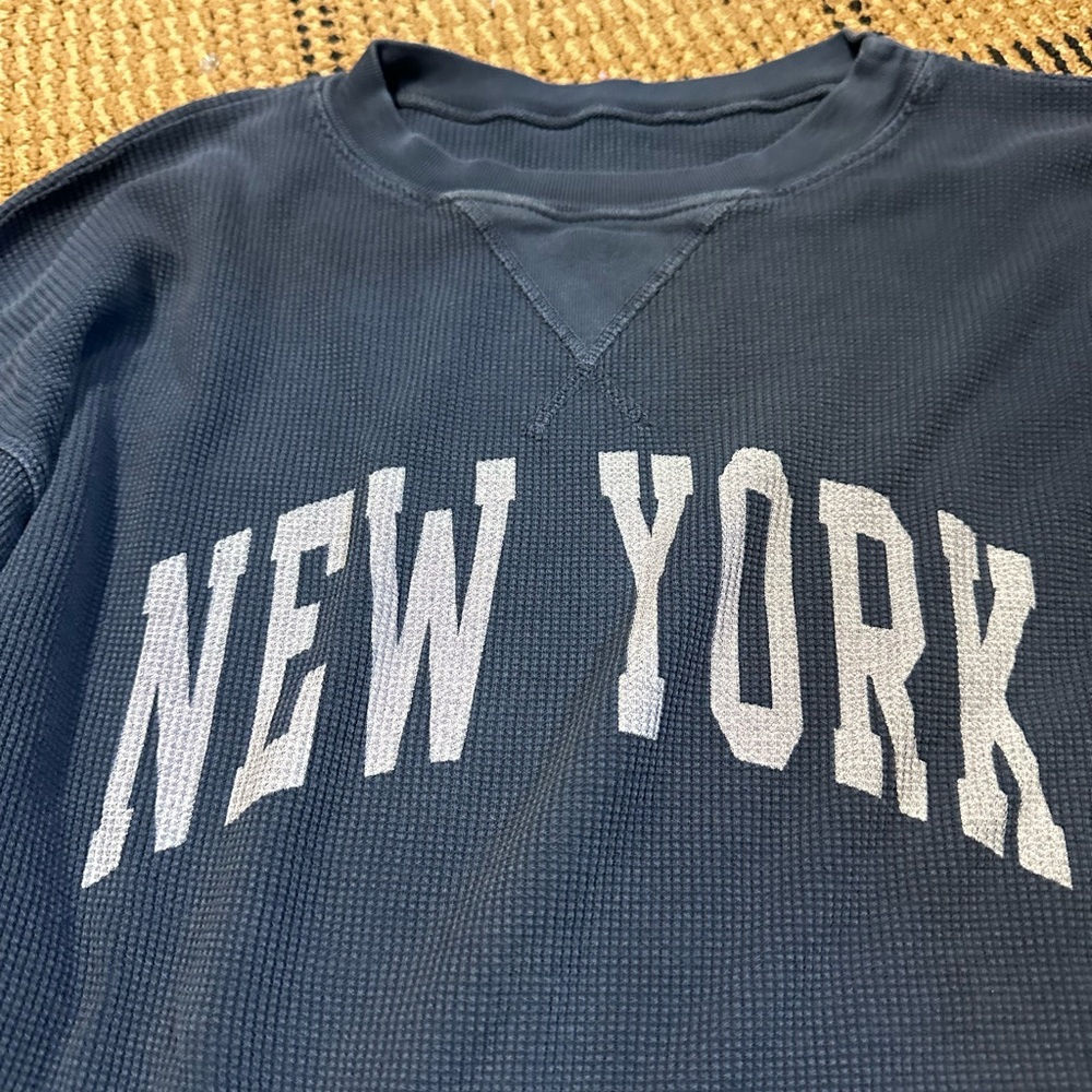 Women’s, OS, long sleeve, cropped waffle shirt, “NEW YORK”
